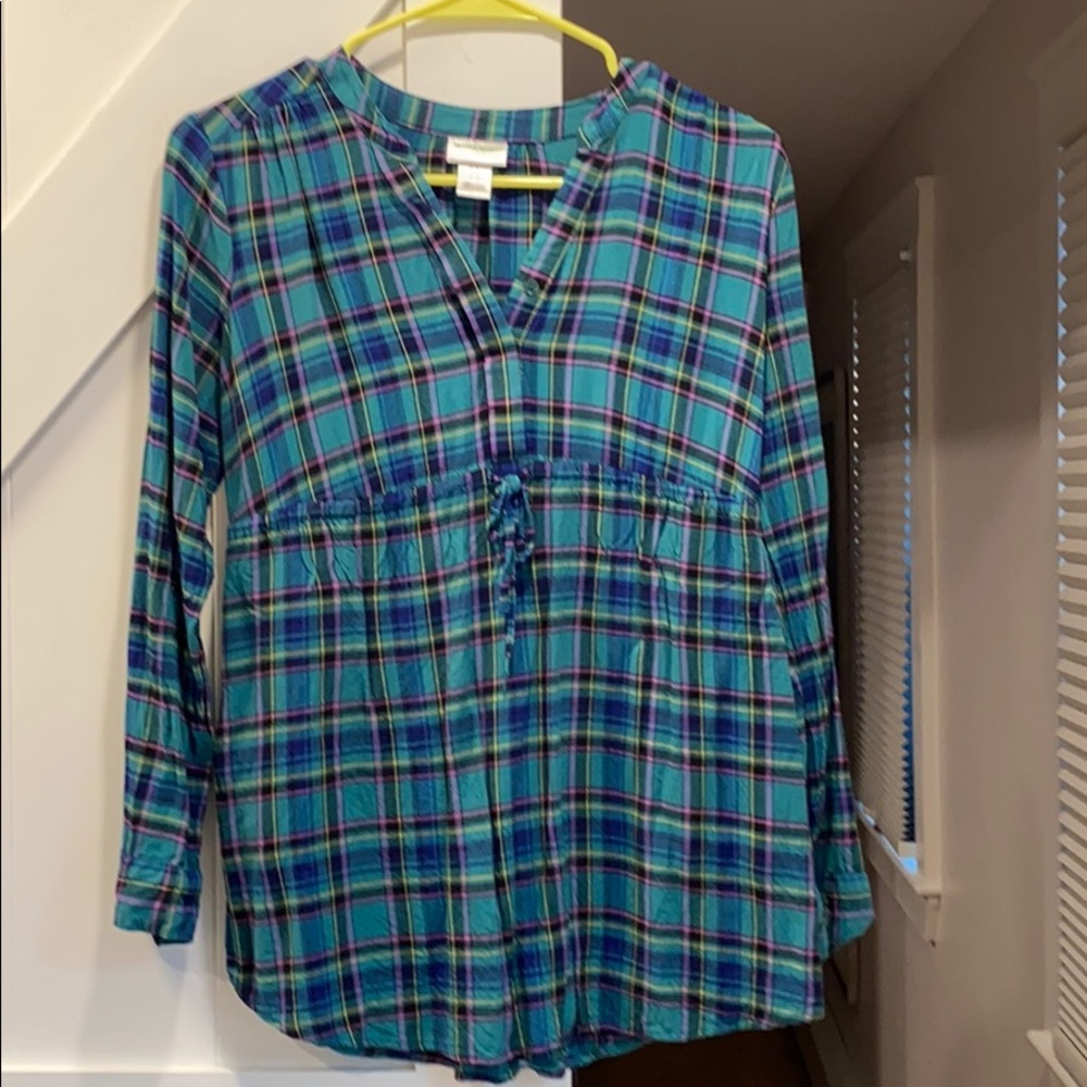Plaid maternity blouse